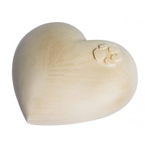 Wood / Wooden Loving Heart Shape Cremation Ashes Urn – Pet Dog – Available in 3 Sizes